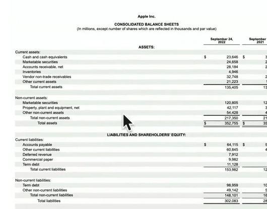 Supporting documents for Accounting Course - cursor running over table
